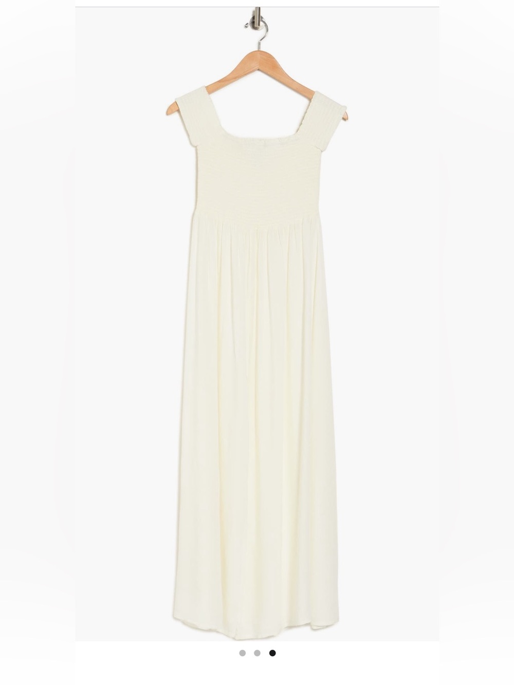 AREA Cream Maxi Dress with Square Neck